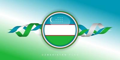 Oezbekistan onafhankelijkheidsdag achtergrond met cirkel Oezbekistan vlag en lint ontwerp vector