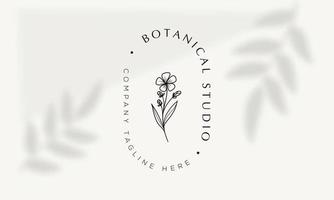 botanische bloemen element hand getekende logo met wilde bloemen en bladeren. logo voor spa en schoonheidssalon, boetiek, biologische winkel, bruiloft, floral designer, interieur, fotografie, cosmetica. vector