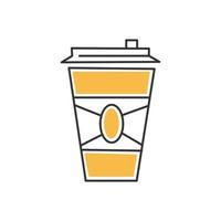 stijlvolle dunne lijn pictogram glas koffie op een witte achtergrond - vector