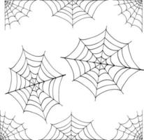 spinnenweb set. hand getrokken doodle. , scandinavisch, noords, minimalisme, zwart-wit. verzameling pictogrammen, stickers, decor. halloween. vector