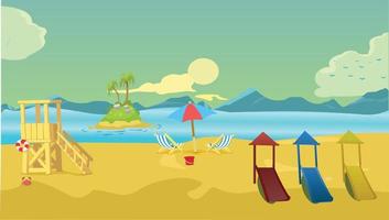 strand buitenspeeltuin voor kinderentertainment, cartoon vectorillustratie vector