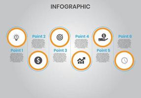 Zakelijk infographicsontwerp met 6 punten vector