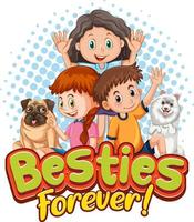 besties voor altijd met schattige kinderen in cartoonstijl vector