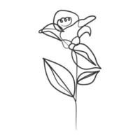 doorlopende lijntekening van eenvoudige bloemillustratie vector