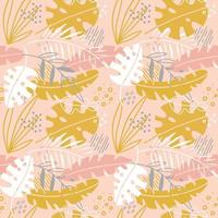 schattig abstract bloemen naadloos patroon met hand getrokken palmbladeren. scandinavische illustratie uitnodiging, notitieboekje, banner, inpakpapier, textiel, omslag, briefkaart, interieur, mode vector