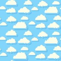 blauwe lucht met wolken naadloos patroon vector