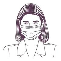 vrouwen beschermend masker tegen voor virus, vrouw die een masker draagt vector