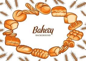 bakkerij achtergrond met kleurrijke brood vectorillustratie vector