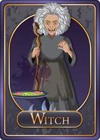 oude heks karakter spelkaartsjabloon vector