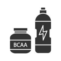 bcaa supplement glyph icoon. whey eiwit. sport-supplementen. silhouet symbool. negatieve ruimte. vector geïsoleerde illustratie