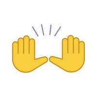 het verhogen van handen gebaar kleur icoon. stoppen, gebaren overgeven. zwaaiende emoji met twee handpalmen. geïsoleerde vectorillustratie vector