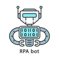 rpa bot kleur icoon. geprogrammeerde cyborg. softwarerobot. robotachtige procesautomatisering. geïsoleerde vectorillustratie vector