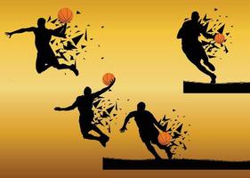 basketbal speler pictogrammen silhouet explosief ontwerp vector