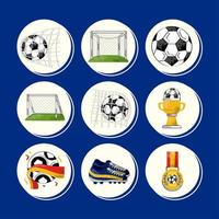 negen voetbal voetbal pictogrammen vector