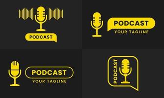professioneel podcast-logopictogram, podcast-radiopictogrambundel. vector
