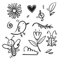 hand getrokken doodle lente seizoen natuur illustratie vector