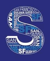 san francisco element van mannenmode en moderne stad in typografie grafisch design.vector illustration.tshirt, kleding, kleding en ander gebruik vector