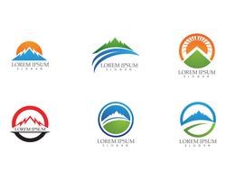 Berg natuur landschap logo en symbolen pictogrammen sjabloon vector