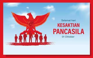 hari kesaktian pancasila, Indonesische vakantie pancasila dag illustration.translation 01 oktober, gelukkige pancasila dag. geschikt voor wenskaart en banner