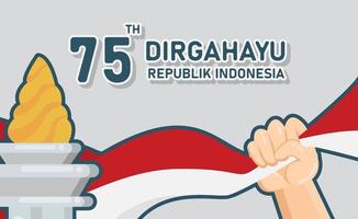 ndonesia onafhankelijkheidsdag 75e sjabloon vectorillustratie, 17 augustus. Indonesië gelukkige onafhankelijkheidsdag wenskaart met gebalde handen