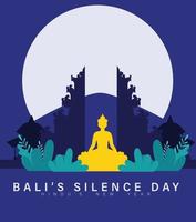 bali's dag van stilte en hindoe nieuwjaar vectorillustratie, indonesische bali's nyepi dag, hari nyepi vector