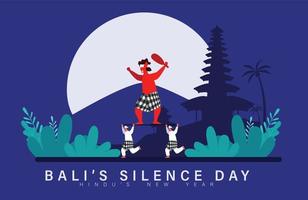 bali's dag van stilte en hindoe nieuwjaar vectorillustratie, indonesische bali's nyepi dag, hari nyepi