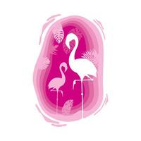 flamingo papier gesneden stijl vector