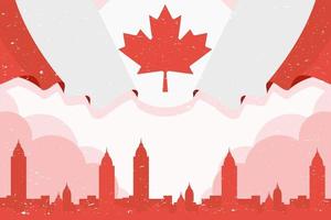 Canadese vlag in stadsgezicht vector
