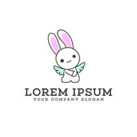 grappige Angel Bunny cartoon logo ontwerpsjabloon concept vector