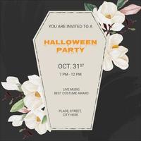 halloween party doodskist uitnodigingskaart vierkante sjabloon banner achtergrond vector