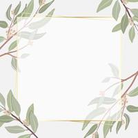 mooie minimale gezaaide eucalyptusbladeren vierkante banner gouden frame achtergrond voor banner vector