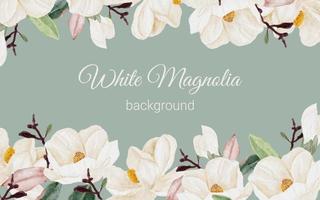 aquarel witte magnolia bloem tak boeket achtergrond vector