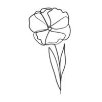 doorlopende lijntekening van eenvoudige bloemillustratie vector