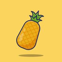 ananas fruit cartoon afbeelding met vulling en omtrek vector