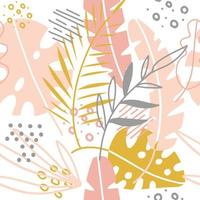 naadloze tropische abstracte hand getekende penseelstreek palm bladeren patroon. vector hand getekende scandinavische illustratie