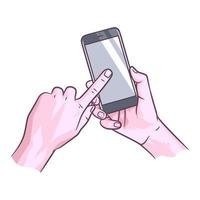 hand met slimme telefoon vectorillustratie vector