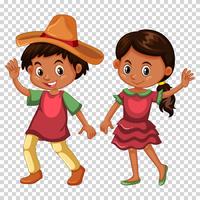 Mexicaanse jongen en meisje in kostuum vector