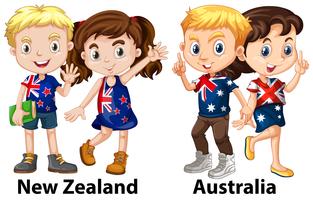 Kinderen uit Nieuw-Zeeland en Australië vector