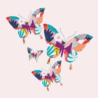 kleurrijke vlinders vector afbeelding achtergrond. natuur geïnspireerd, vliegende insecten, mottenposter
