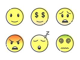 emoji set, doodle emoticons, vectorillustratie. vector