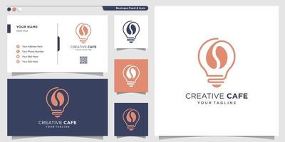 koffie logo met creatief symbool en visitekaartje ontwerpsjabloon, koffie, logo, slim, creatief, premium vector