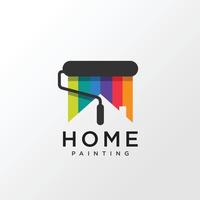 huis schilderij logo ontwerpconcept met regenboogkleur, premium vector