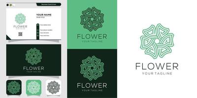 bloem logo en visitekaartje ontwerpsjabloon. schoonheid, mode, salon, visitekaartje, spa, pictogram premium vector