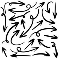 hand getrokken pijl pictogrammenset geïsoleerd op een witte achtergrond. doodle vectorillustratie. vector