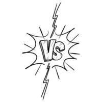 versus of vs brieven logo-ontwerp in doodle stijl. komisch vechtduel met bliksemstraalgrens. vectorillustratie. vector