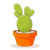 cactusplant in een bloempot. vector van schattige groene ingemaakte cactus en vetplanten. kamerplanten in pot. geïsoleerd op een witte achtergrond.