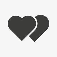 twee harten vector pictogram geïsoleerd op een witte achtergrond