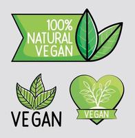 natuurlijke en veganistische badges vector