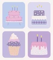 cupcake en verjaardagstaarten vector