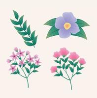 bloemen en bladeren pictogrammen vector
